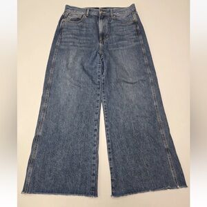 VERONICA BEARD Equinox Blue Taylor Cropped High Rise Wide-Leg Jean Size 30